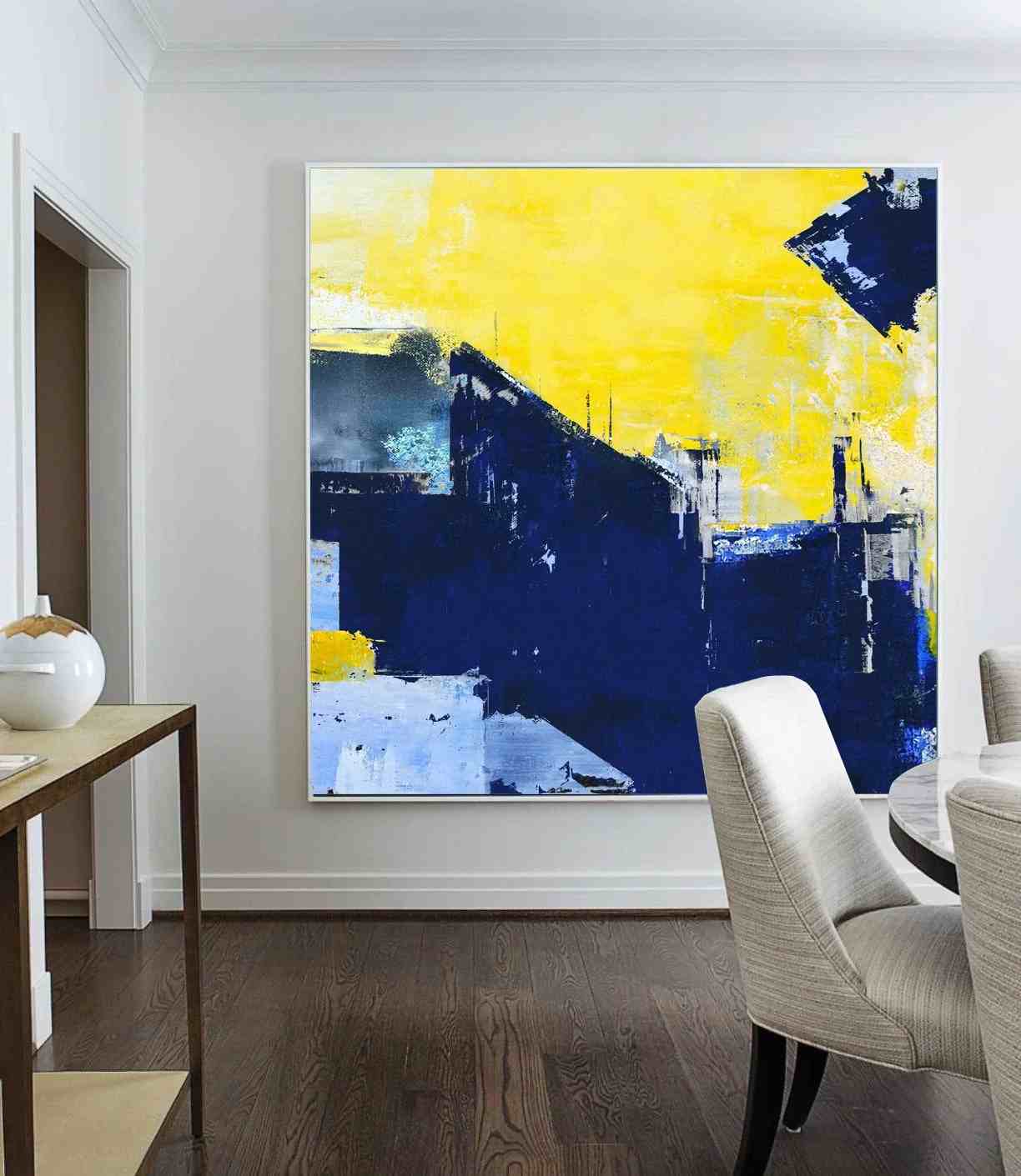 Dining Blue Office Entryway Abstract Canvas Artwork DEV75 wall art